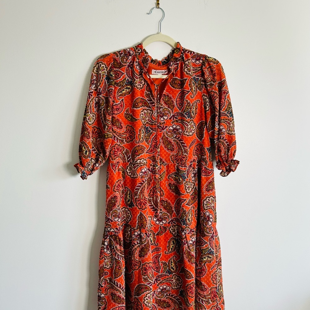 Nanette Lepore Paisley Puff Sleeve Dress with Drop Waist